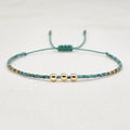 Minimalist Bohemia Japanese Miyuki Seed Beaded Bracelet Handmade Adjustable 4mm Gold Plated Copper Beads Rusty Turquoise Gift