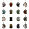 Fashion Hiphop Oval Shape Smooth Cabochon Gemstone Silver Pendants for Women Gifts Flower Necklace