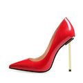 Red Patent Leather Women Metal Heel Party Shoes Stilettos Pumps for Ladies Dance Footwear Evening Shoe