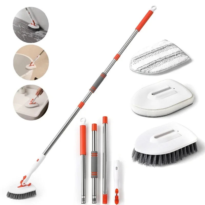 Doteclean Eco-Friendly Tile Tub Floor Scrub Cleaning Brush Long Handle Extension Pole 3-in-1 Window Cleaning Ultra Fine