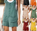 Liu Ming Clearance Sales Women Summer Casual Sleeveless Overalls Elegant Jumpsuits Vintage Ladies Short Wide Leg Pants