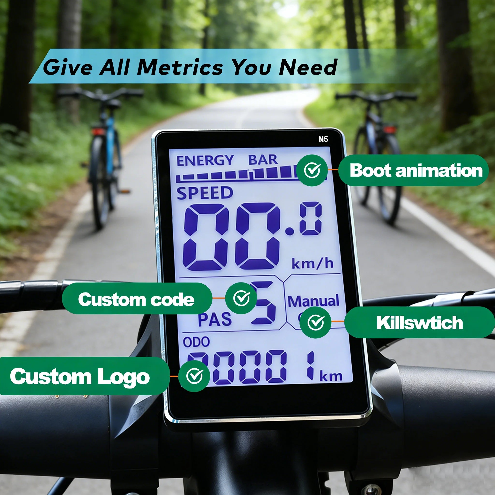 Electronic Wired Speedometer LCD Display for Road Bikes Error Code PAS Settings Waterproof Connector Aluminum Alloy Reliable