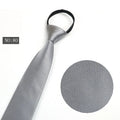 Good Quality Low MOQ Stock Grey Polyester Zipper Tie Lazy Polyester Gray Zipper Necktie