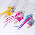 High-End Keychain and Phone Bag Pendant Key Ring Cute Leather Ice Cream with Woven Rope Silk Screen Printed for Love Theme