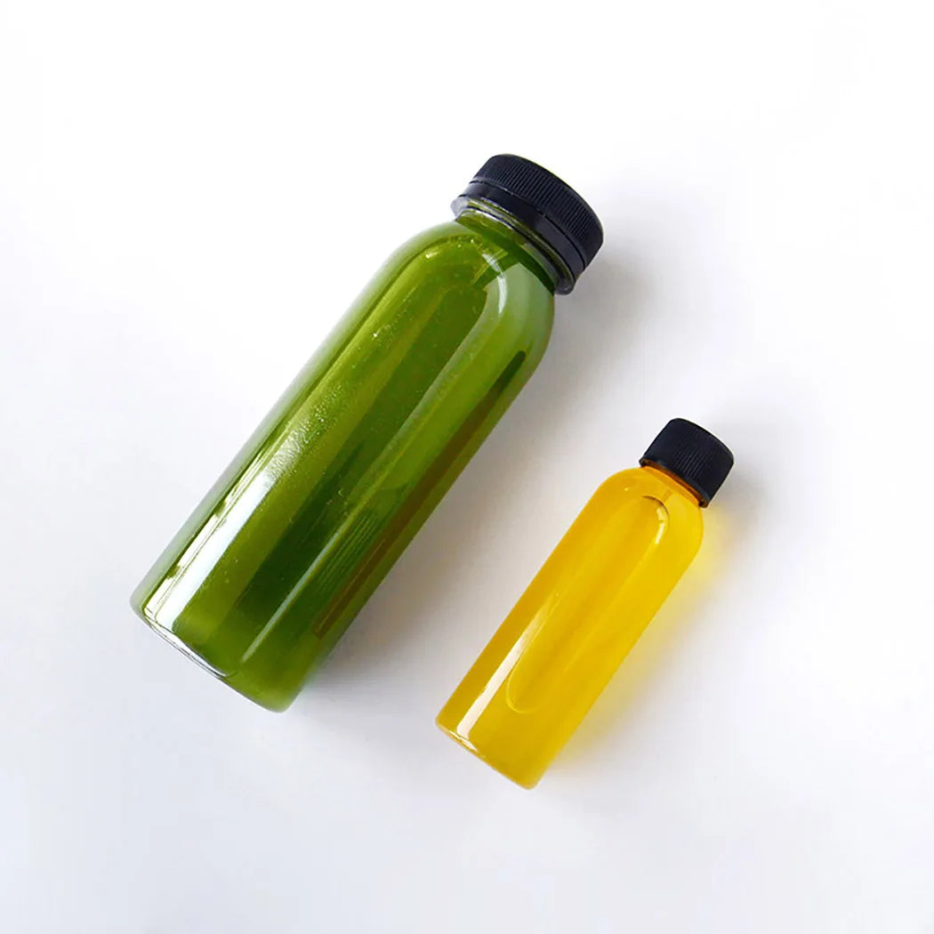 Empty 60ml 250ml 2 Oz 8 Oz Round Shaped PLA Biodegradable Cold-pressed Green Juices Cashew Milkshakes and Smoothie Pack Bottles