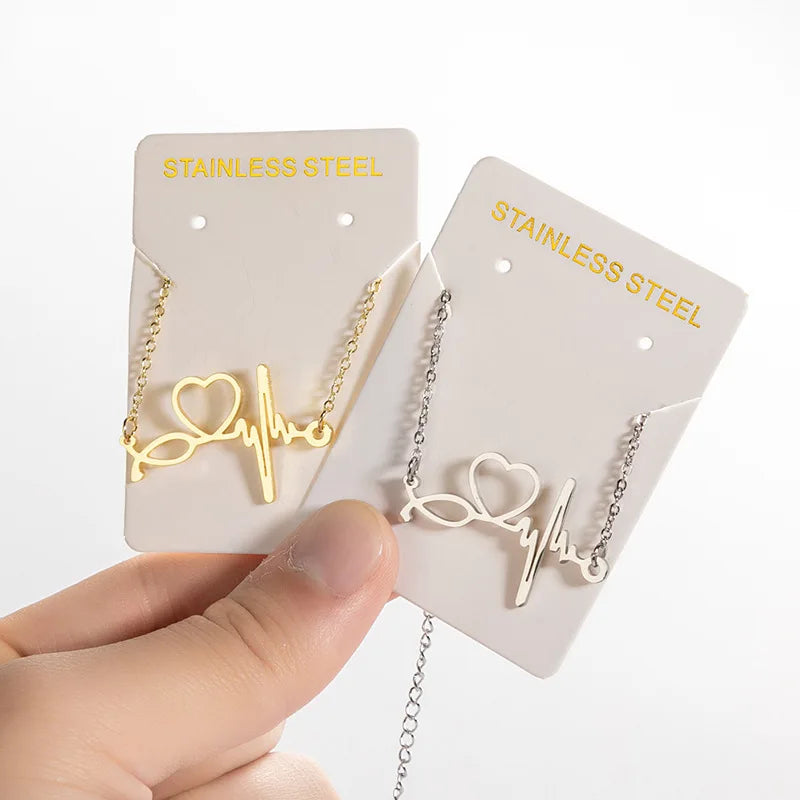 Stainless Steel ECG Bracelet Temperament Chain Gold Silver Heartbeat Pendant Bracelet Gifts for Women Girls