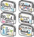 Geometric Clear PVC Makeup Bag with Zipper Closure Outdoor Print Toiletry Storage Pouch for Beach Use