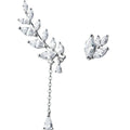 ED203 New Hot Fashion 925 Sterling Silver Zircon Asymmetric Leaf Stud Earrings for Women Girls Gift Jewelry