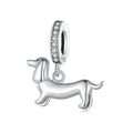 925 Sterling Silver Cute Weiner Dog Dachshund Charm Pendant Necklaces