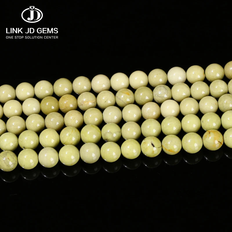 JD Wholesale 6/8/10mm Round Polished Loose Spacer Bead Natural Stone Avocado Alxa Stone Beads for Jewelry Making