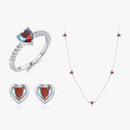 925 Sterling Silver Rainbow Color Cubic Zirconia Hearts Classic Rings Earrings Chokers Necklace for Women Jewelry Sets