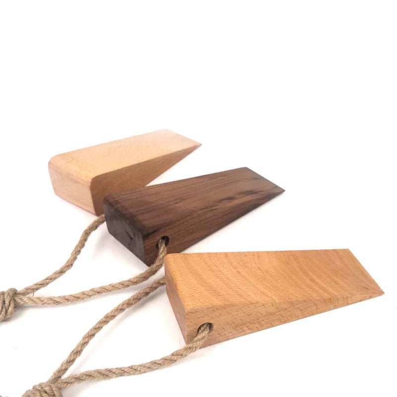 Premium Heavy Duty Security Large Walnut Beech Soild Non slip Wooden Door Wedge Stop Stopper Doorstop Wood
