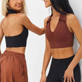 MAYYOUNG ODM Customized Sports Bra Fashionable Yoga Exercise Top V-Neck Halter Backless Design Comfortable Stretch Breathable