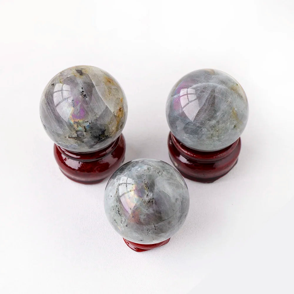 Wholesale Natural Stone Energy Purple Light Labradorite Crystal Sphere Ball Crafts
