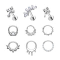 Fashion Earring Segment Hinged Nose Rings ASTM F136 Titanium Zircon Ear Cartilage Tragus Helix Lobe Women Body Piercing Jewelry