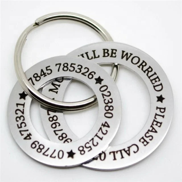 Yiwu Aceon Stainless Steel Factory Custom Blank Metal Dog Tag With Split Ring Stamping Hollow Circle Washer Dog Tag