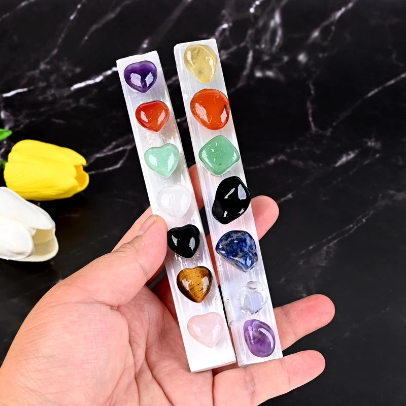 Wholesale Healing Crystal Chips Hearts Selenite Stick Chakra Crystal Wand for Yoga Meditation