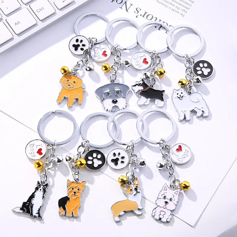 Pet Dog Pendants Car Keyring Tag Key Jewelry Women Metal Key Chains Pug Dachshund Bag Charms Dog Key Rings Gifts for Best Friend