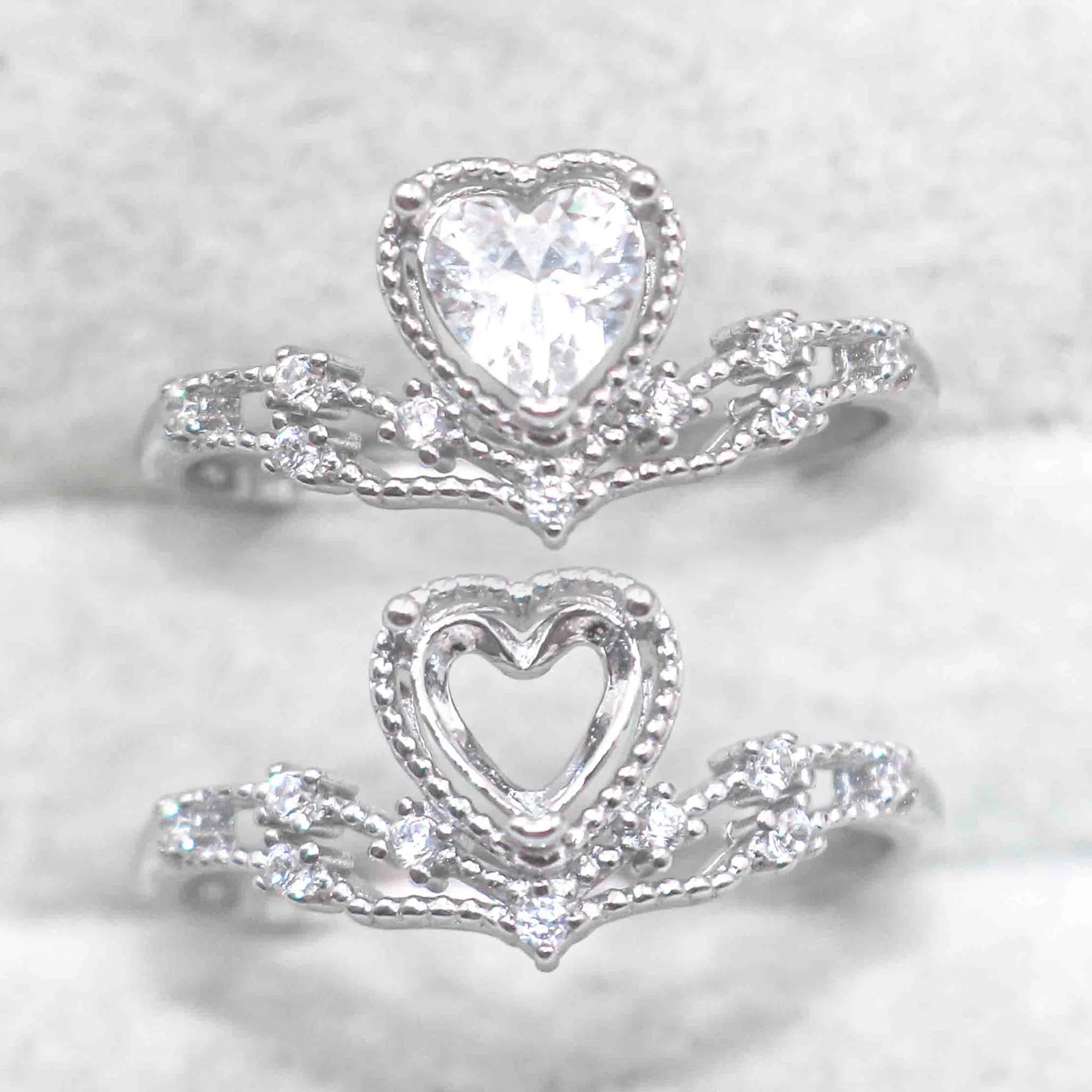 Sterling Silver 5*5mm Semi Mount Heart Shape Ring Empty Frame Blank Claws Setting S925 Base Without Center Stone for DIY Inlay