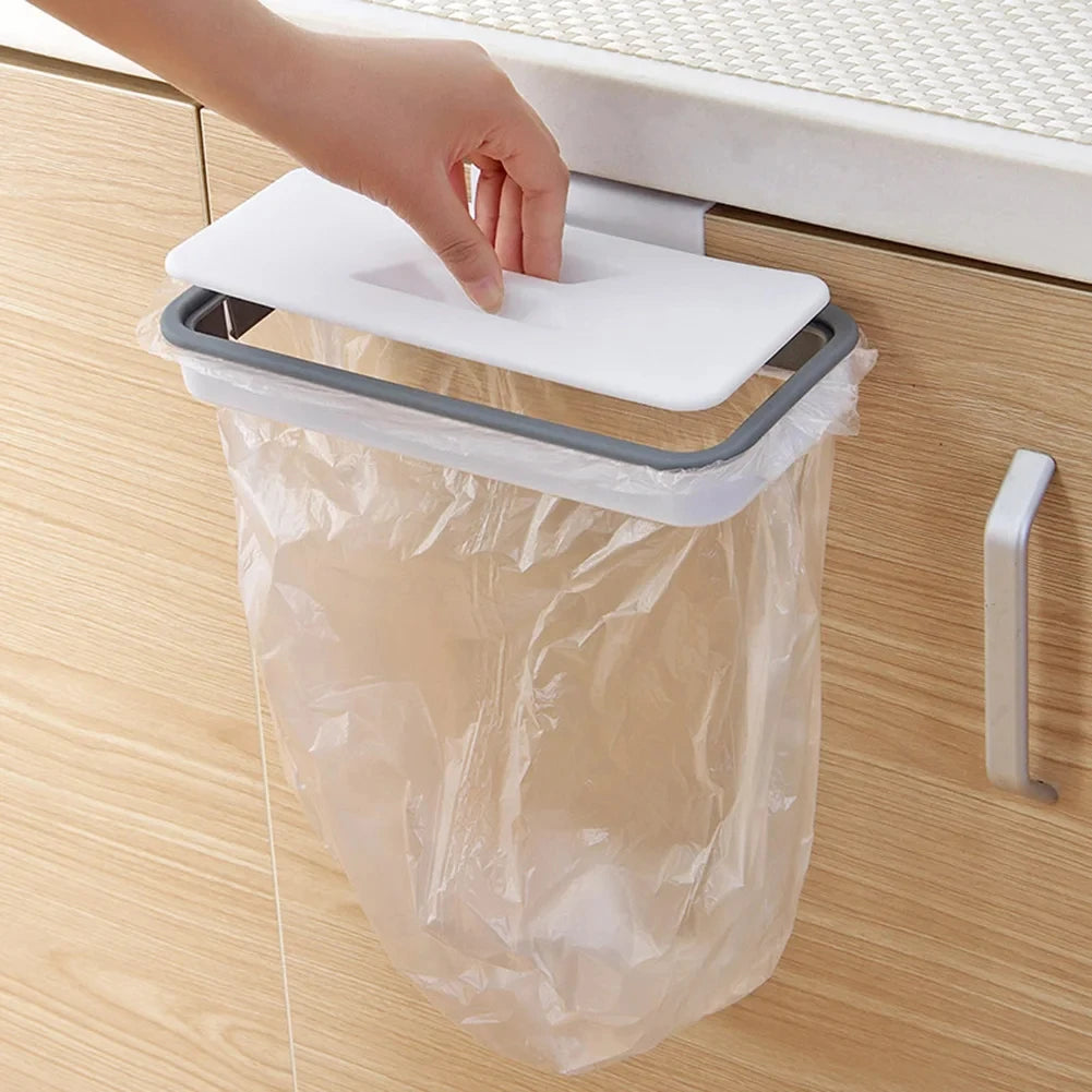 Portable Plastic Garbage Hanging Bag Kitchen Trash Storage Rack Bag Hook Scouring Pad Dry Shelf Holder Kitchen