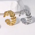 Beimai OEM Anillo 18K Gold-plated Non-fading Stainless Steel Open Adjustable Casual Luxury Leaf Ring