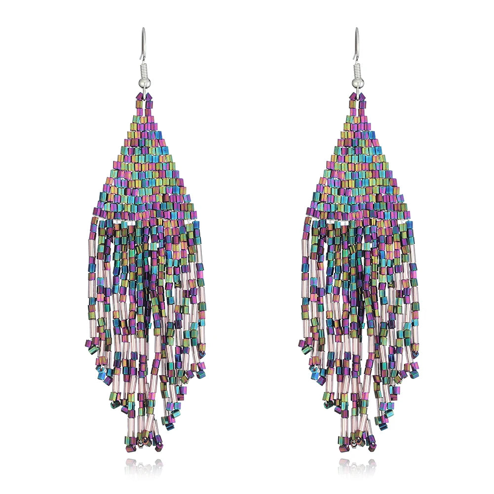 Latest Handmade Resin Beaded Tassel Earrings for Ladies Bohemian and Elegant Style for Parties and Anniversaries