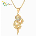 Fatingna Trendy Hip Hop Snake 18K Gold Plated Non-Tarnish Cubic Zirconia Waterproof Stainless Steel Fashion Jewelry Pendant Gift