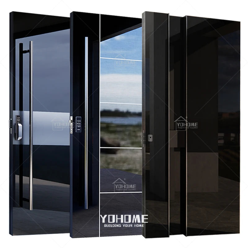 China Top Manufacturer Custom Aluminium Entrance Door With Designs Pivot Swing External Doors Main Entrance Door for Villa