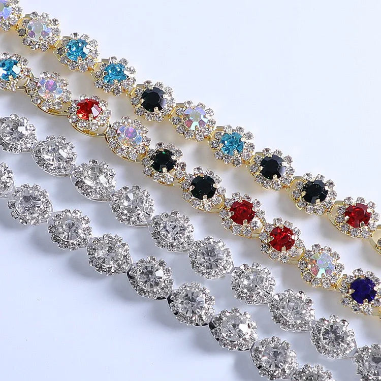 12MM Motif Rhinestone Sew-On Diamond Decorative Chain for DIY Garments