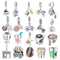 Hot Sale Sterling Silver Coffee Jewelry Charm Plata 925 Wholesale  Fine Women Jewelry Making Bracelets Pendants Accessories DIY