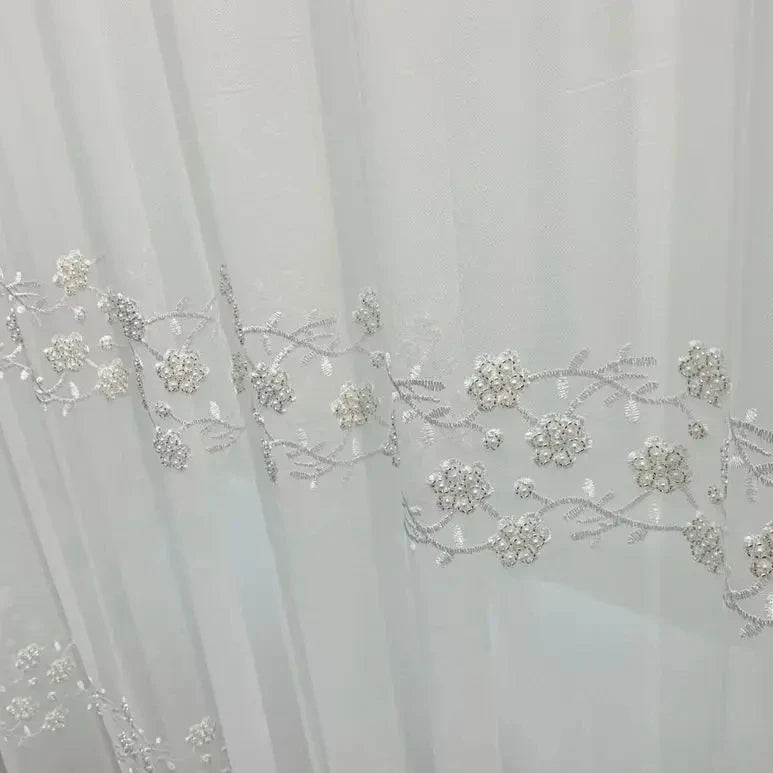 All Our Website Ready Goods Moq 1 Roll Embroidered Sheer Polyester Fabric Door Curtain Fabric