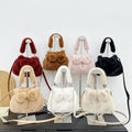 Women's Fashion Winter Fur Tote Bag with Two Handles Polyester Lining Elegant Fuzzy Handbags for Ladies