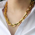 18k Gold Customized 316L Stainless Steel Necklace with Bracelet Set Men Women Jewelry Party Chain Link Necklace