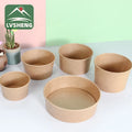 Food Grade Eco Friendly Brown Kraft Paper Salad Bowls for Takeaway