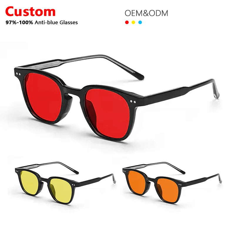 Classic TR90 Optical Frame Yellow Orange Lens Eyewear Designer Custom Computer Anti Blue Light Blocking Glasses for Men Women