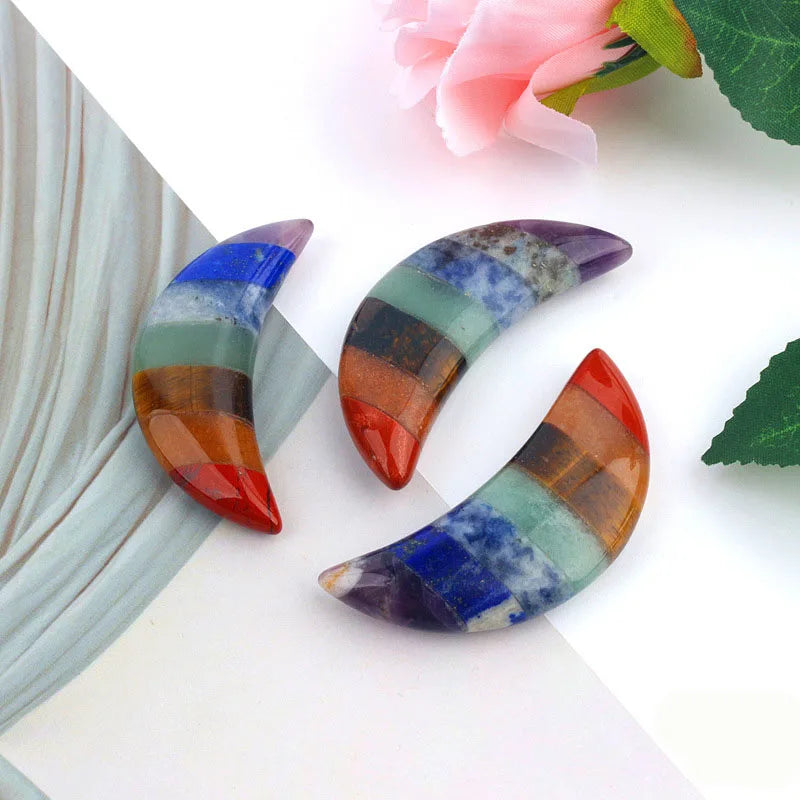 HZ Wholesale Natural Crystals 7 Chakra Tumbled Stones Moon For Sale