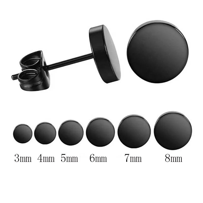 Simple 316L Medical Stainless Steel Titanium Steel Round Studs Earrings Five Pairs Six-piece Set Jewelry Wholesale