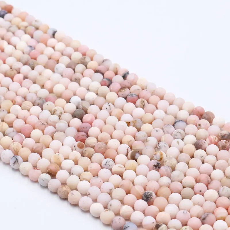 Pink Opal Natural Stone Smooth Round Loose Beads Healing Energy Matte Gemstone for Jewelry Making and Design
