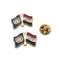 Iraq Flag and United Nations Flag Gold Lapel Pin Soft Enamel Friendship Flag Badge