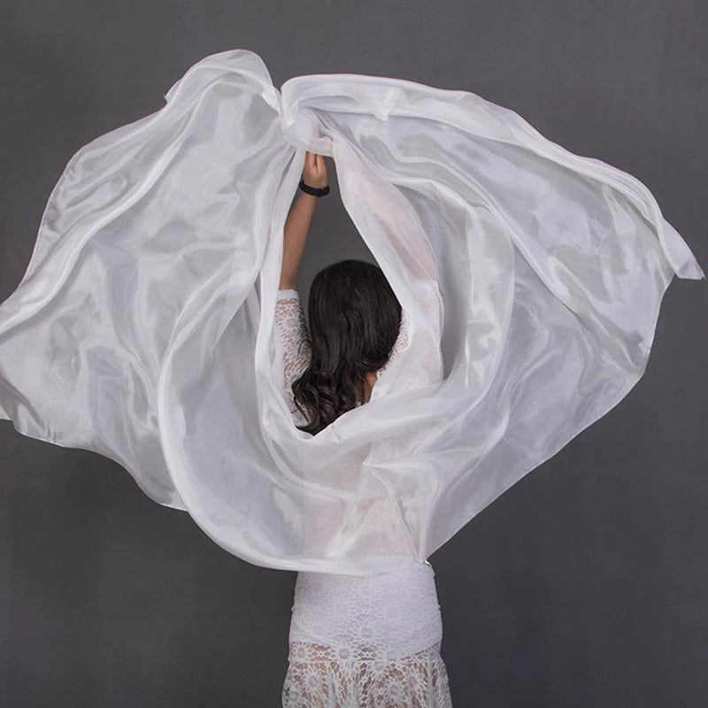White 100% Silk Performance Dance Light Texture Veil Shawls Women Scarf Costumes Belly Dance Veils 250x110cm