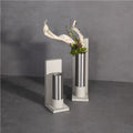 M3-329 Modern Stainless Steel and Brass Leather Flower Vase Creative Living Room Home Hotel Decoration with Dried Flowers