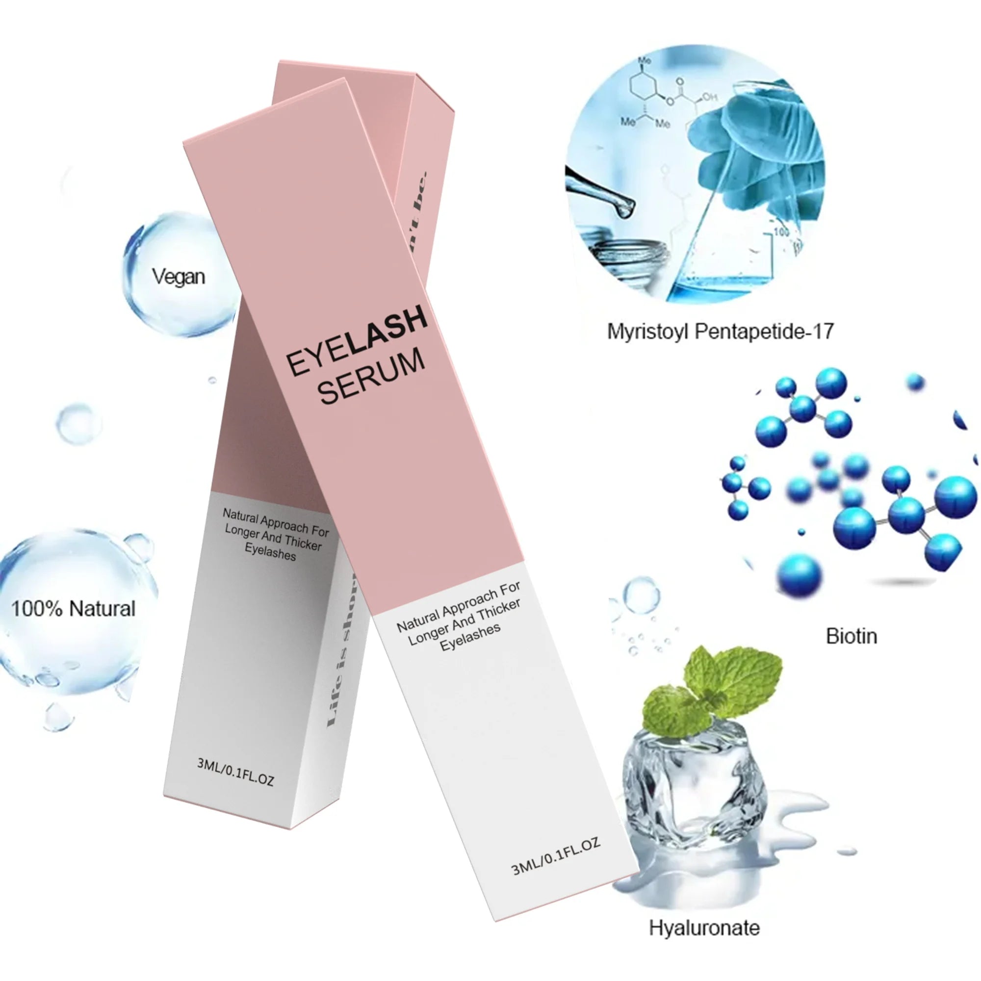 OEM Custom Organic Natural Lashes Conditioner Keratin Fluid Serum for Eye Lash Serum Eyelash Growth Treatments Vegan Oil Free