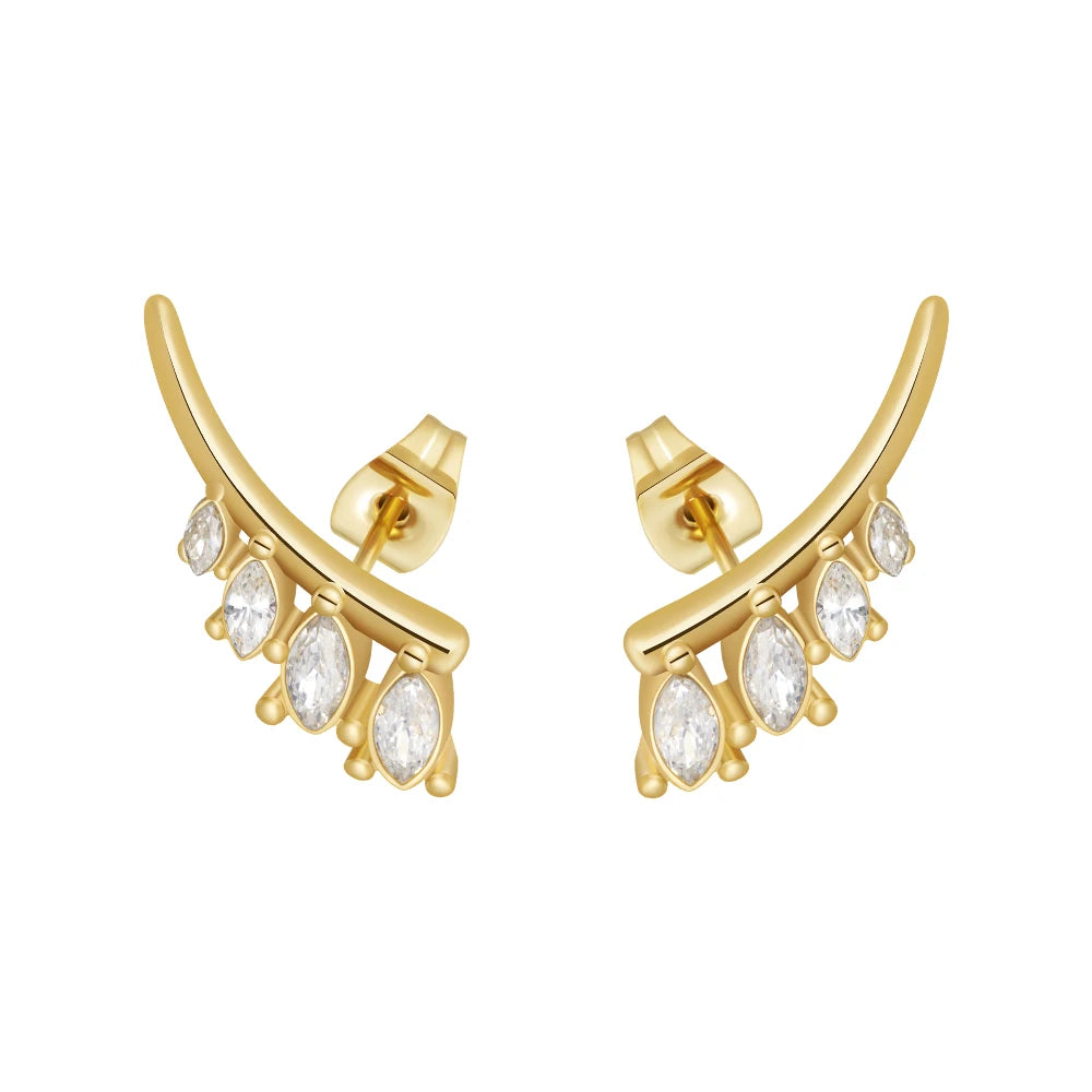 Latest 18K Gold Plated Stainless Steel Jewelry Rhinestone Minimalist Stud Earrings Oval Zircon for Women Party Earrings E231520