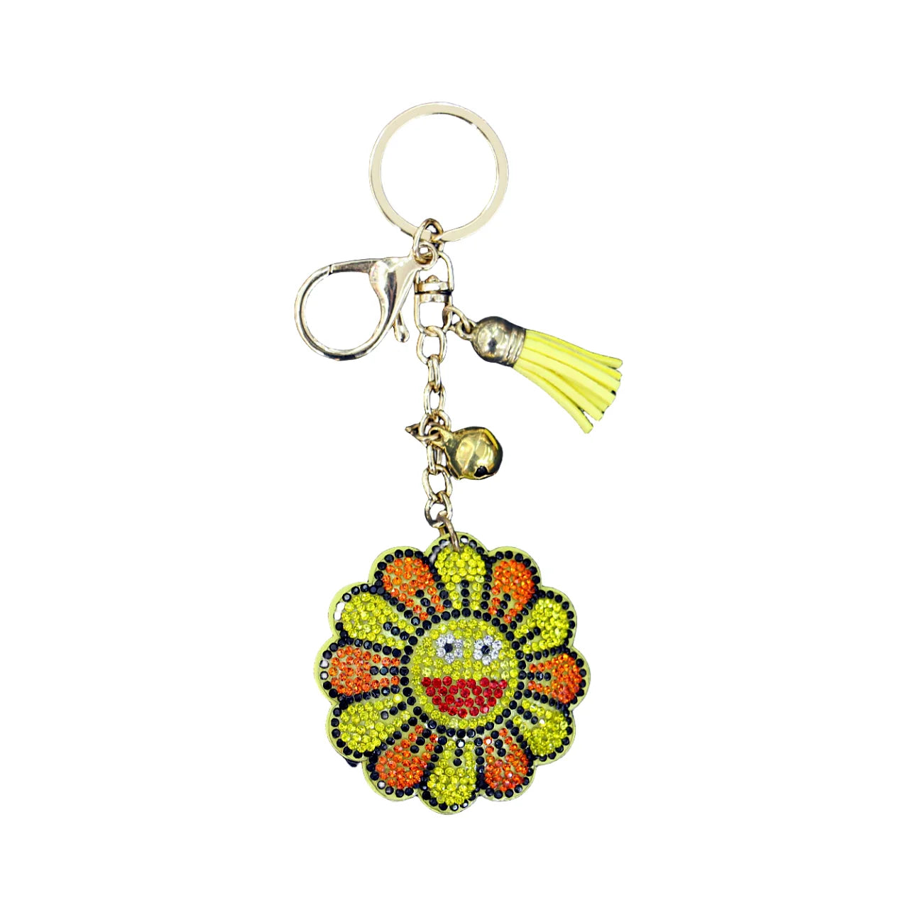 Crystal Rhinestone Korean Velvet Sunflower Shaped Keychain Gift Creative Tassel Jewelry Handbag Keychain Charm Decoration
