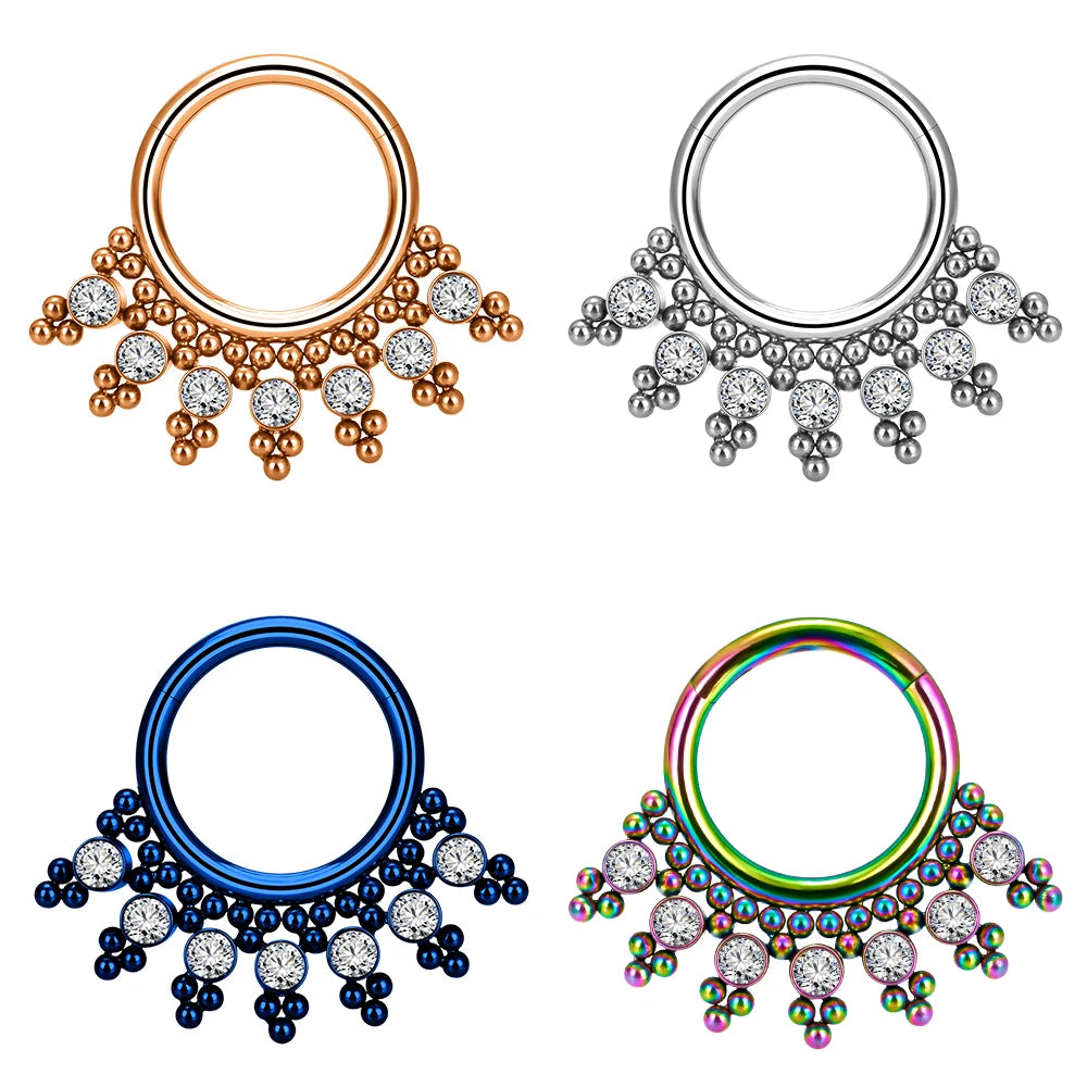 Wholesale ASTM F136 Titanium 16G Segment Hinged Septum Clicker Nose Ring Ear Tragus Cartilage Helix Daith Piercing Body Jewelry