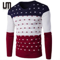 Liu Ming Autumn Fashion 2024 Men Clothing Patchwork Color Thin Knitted Pullover Sweater