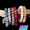 Bohemian baguette Couple Fashion Jewelry Best Friend Stretch Womens Crystal Glass Princess Beaded Gemstone10mm Bracelet Beads
