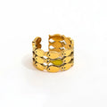 Trendy 18K Gold Plated Stainless Steel Multi-Layer Epoxy Fish Band Hollow Open Ring High-End Jewelry Gifts Parties
