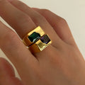 2024 Dazan New Ins Trendy 18k Gold Plated Stainless Steel Tarnish Free Polished Broken Deconstructive Zircon Adjustable Ring