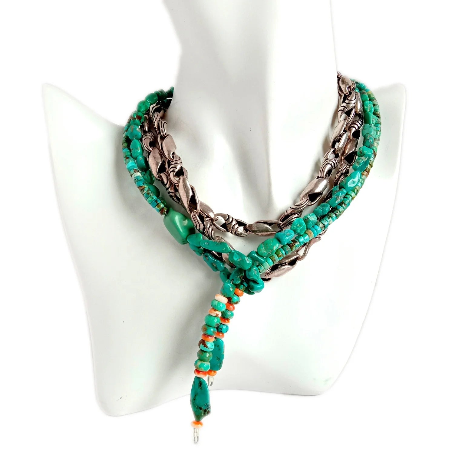 Natural turquoise spiny oyster Two strands of handmade necklaces